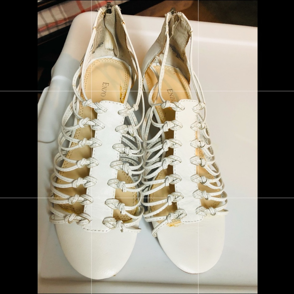 White Enzo Angiolini heels